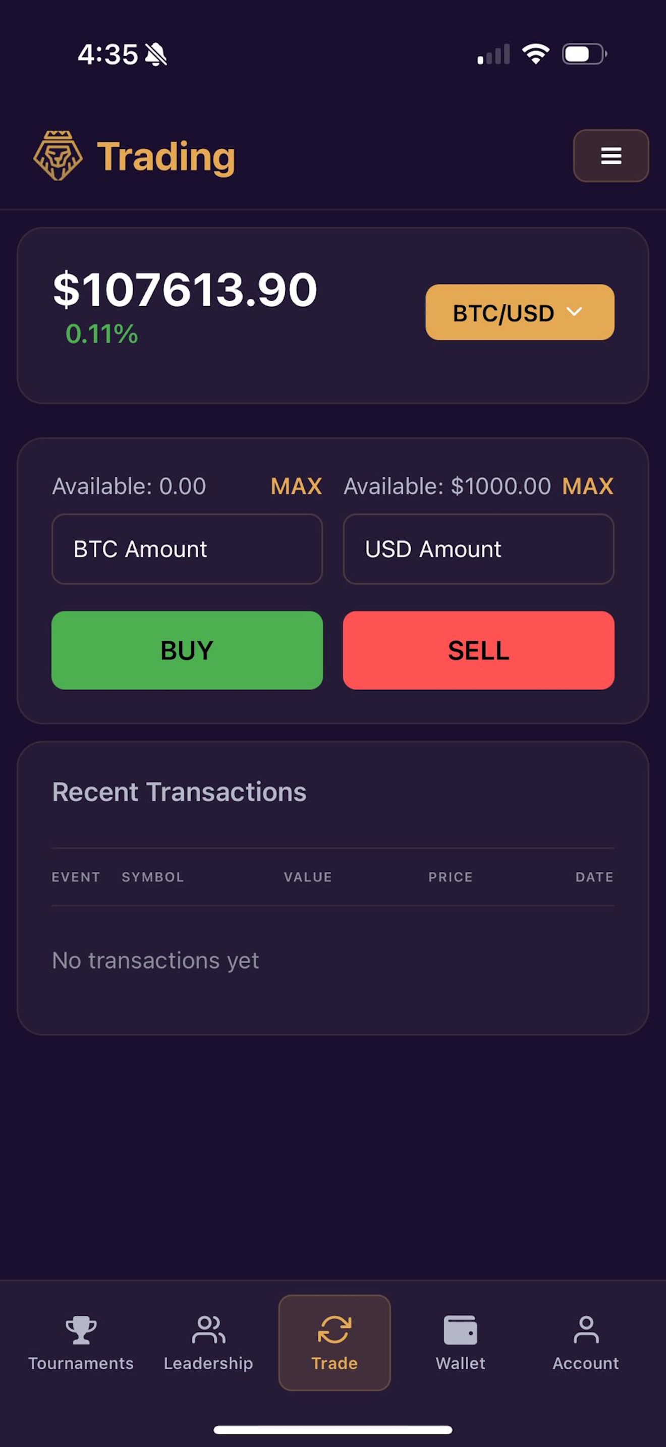 Trading Screen